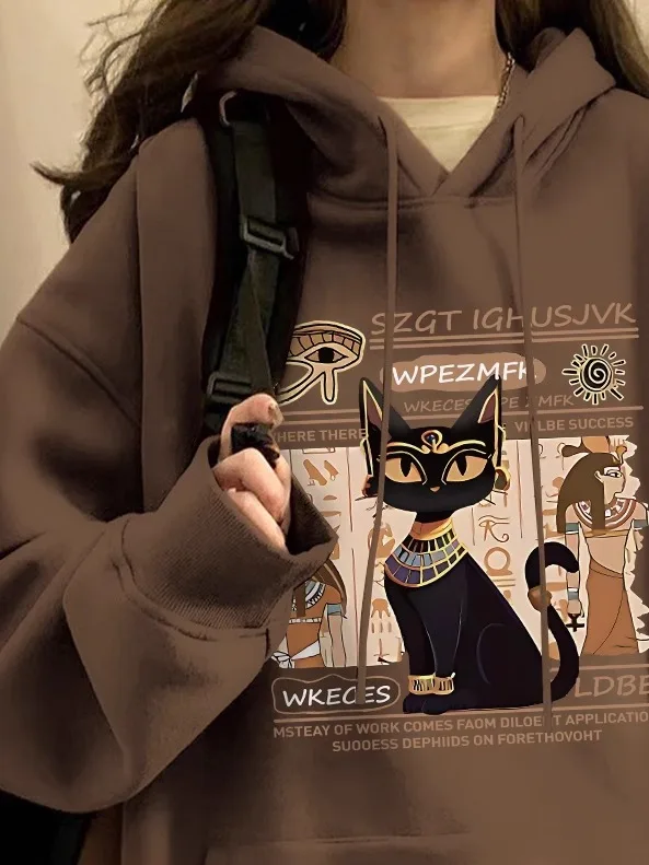

Retro Large Size Women's Fleece Lined Hoodie Coffee Color Oversized Jacket Autumn Winter Comfortable Casual Korean Style Top