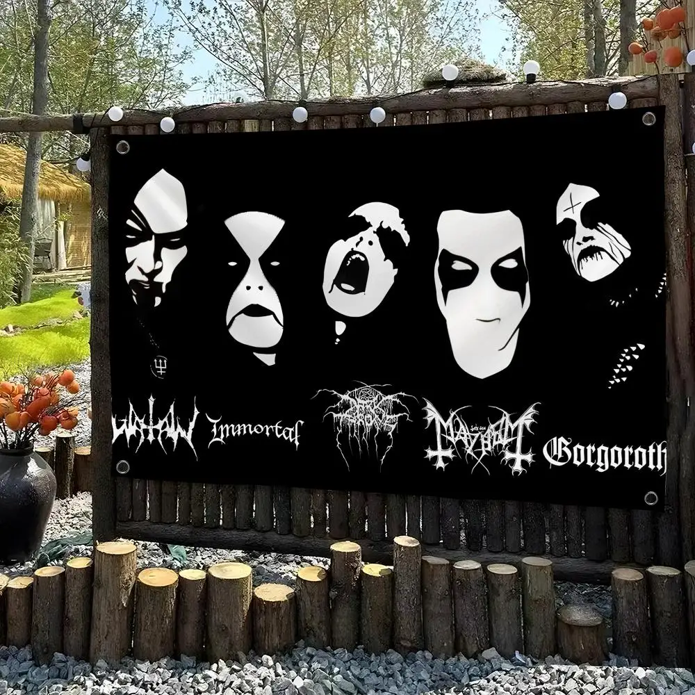 B-Bathorys Rock Band Flags Custom Wall Hanging Background Art Banner For Bedroom Home Living Room Outdoor Decor