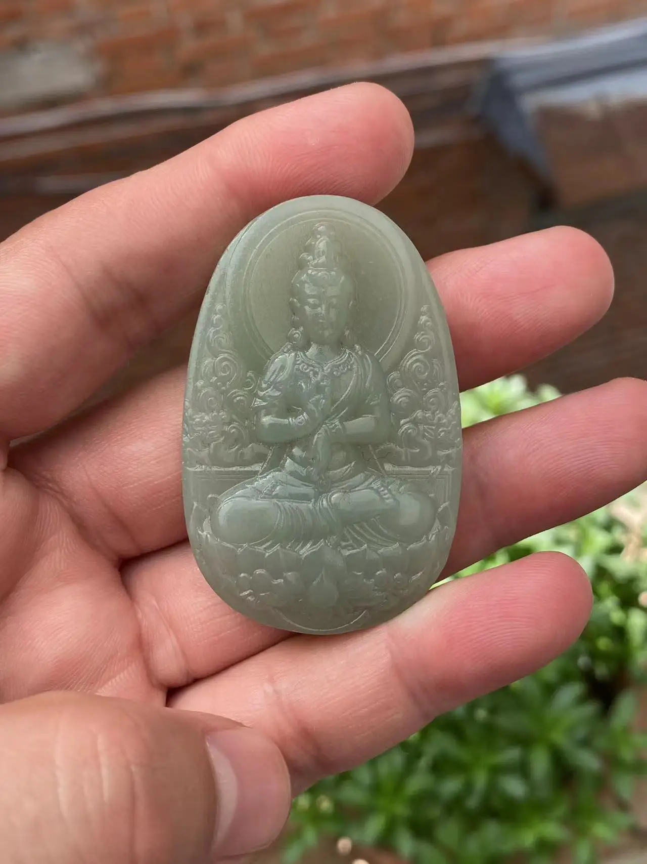 New Natural 100% real cyan hetian jade grave Guanyin Lotus pendant jewellery necklace auspicious for woman man gifts Bless peace