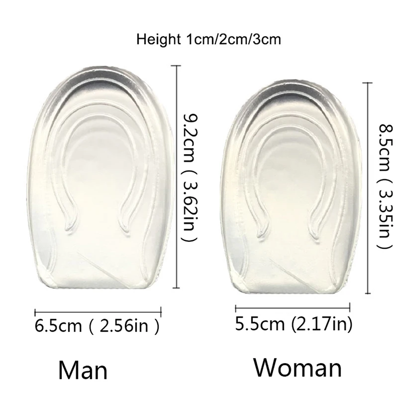 زوج واحد من أحذية رفع الارتفاع للرجال والنساء نعل داخلي بكعب من السيليكون لزيادة أطول #6
