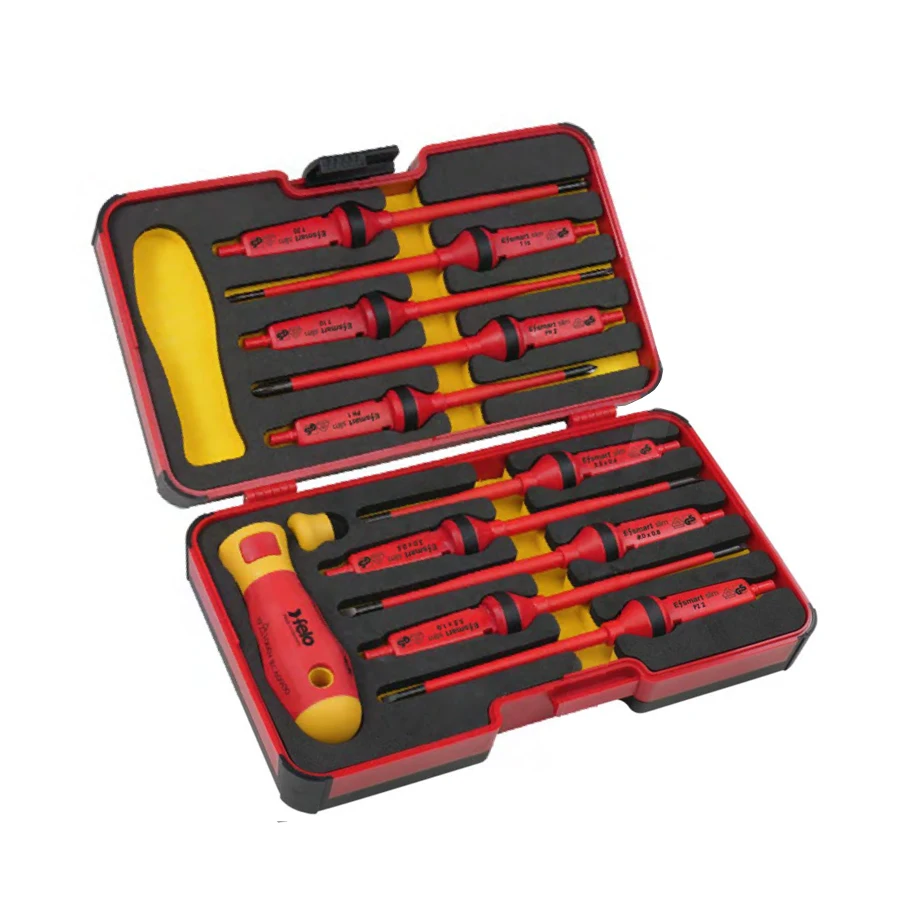 Felo 12 قطعة طقم مفك براغي معزول 1000 فولت مفك كهربائي قابل للتبديل مع صندوق أدوات رقم 066381206