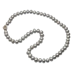 Natural Freshwater Grey Pearl Necklace For Women,925 Silver Pearl Choker Necklace Wedding Mother Wife Birthday Gift