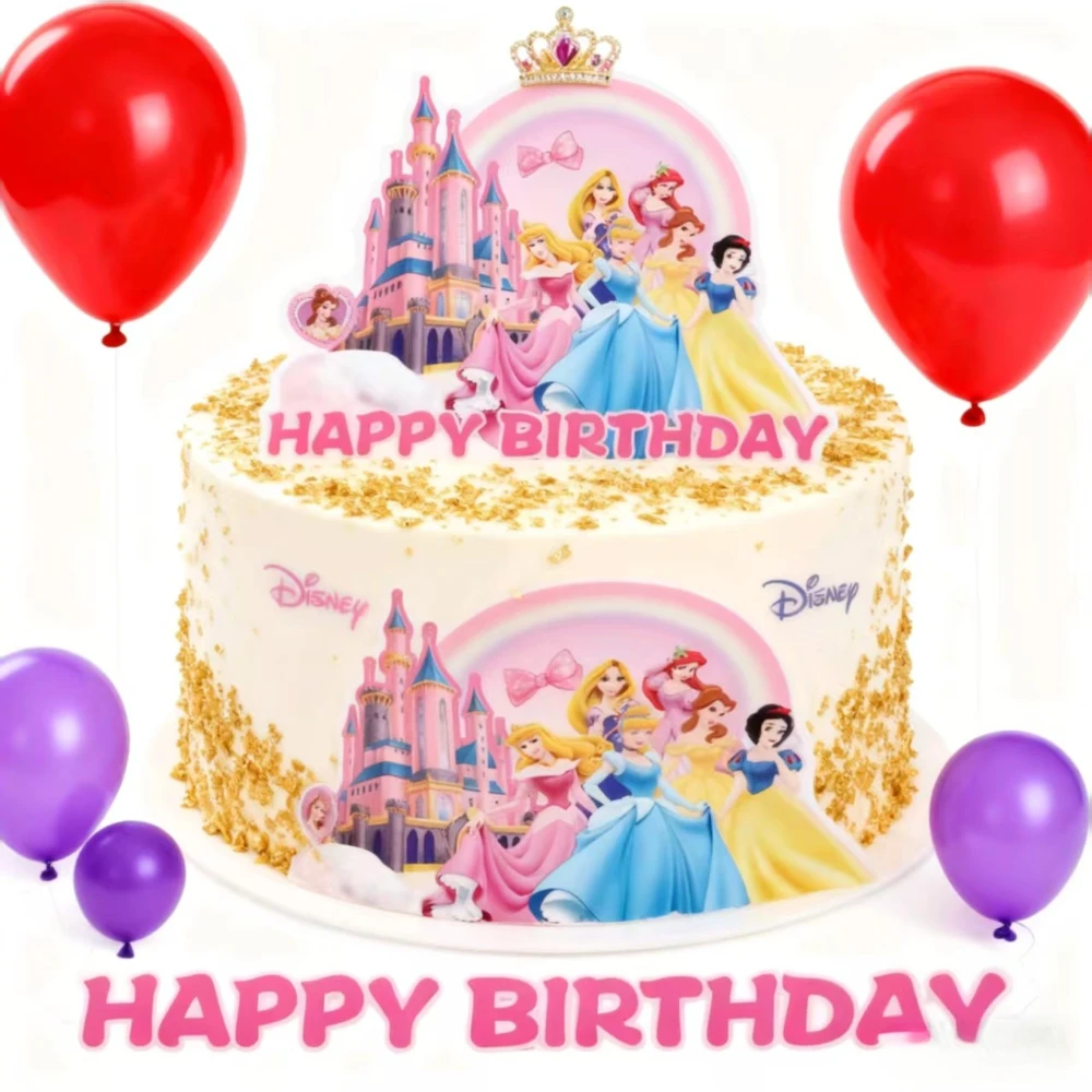 Disney Princess Cake Toppers Anime Merchandise Birthday Party Accessories for Girls Kids Cupcake Toppers Party Decorations Gifts