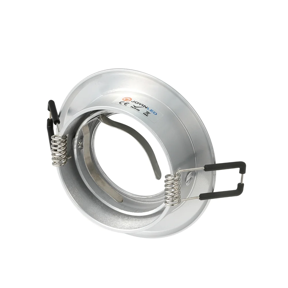 Alumínio Tilted Teto Luz Habitação, Round Recessed Light Frame, ângulo ajustável Fixture, Holder Fittings, GU10, MR16, 2Pcs