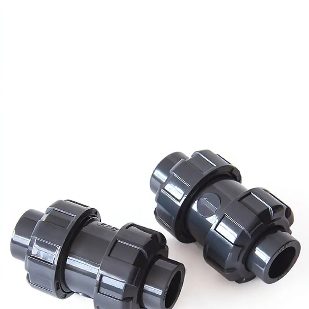 Double Union Check Valve UPVC Ball Style Pipe Fitting Corrosion Resistant Vertical Flow Regulator For Industrial Use