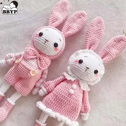 Handmade Crocheted Wool Dolls finished product Long Ears Rabbits Dolls Couple bunny dolls for birthday Gifts Sleepping Plush Toy