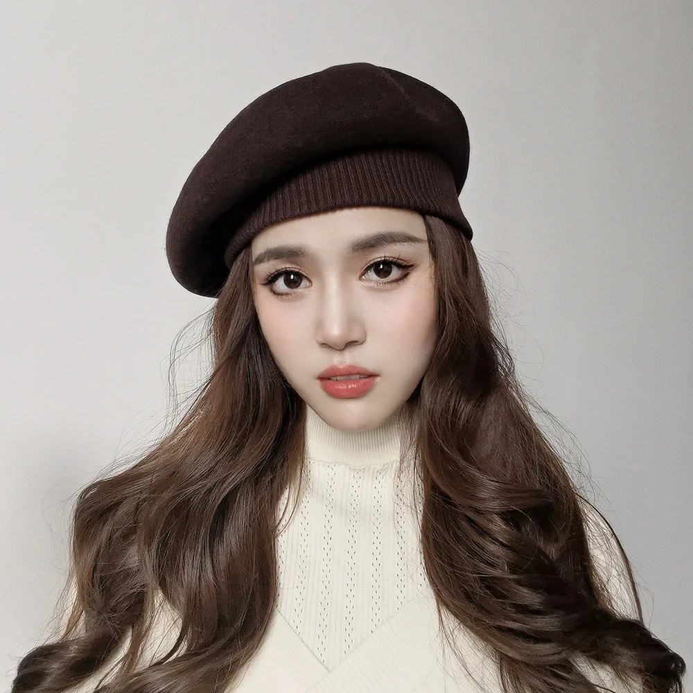 Winter Hats For Women Beret Knitted Wool Deep Brim Keep Warm Large Size Painter Cap Female Casual Fashion New Beanies Vintage