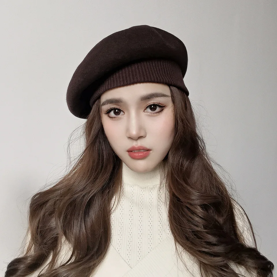 Winter Wool Berets for Women Casual Knit Hats