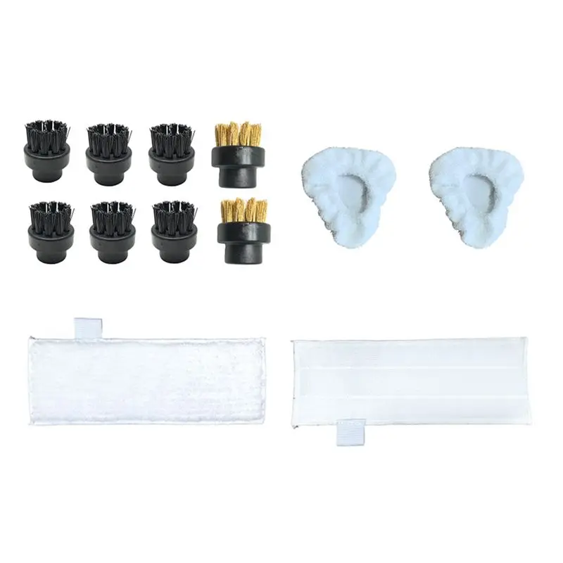 A23F-Steam Cleaner Spare Parts- For Dupray Compatible 12PCS Steam Bonnet Triangle Mop Pads Kit Small Brush Mop Cloth