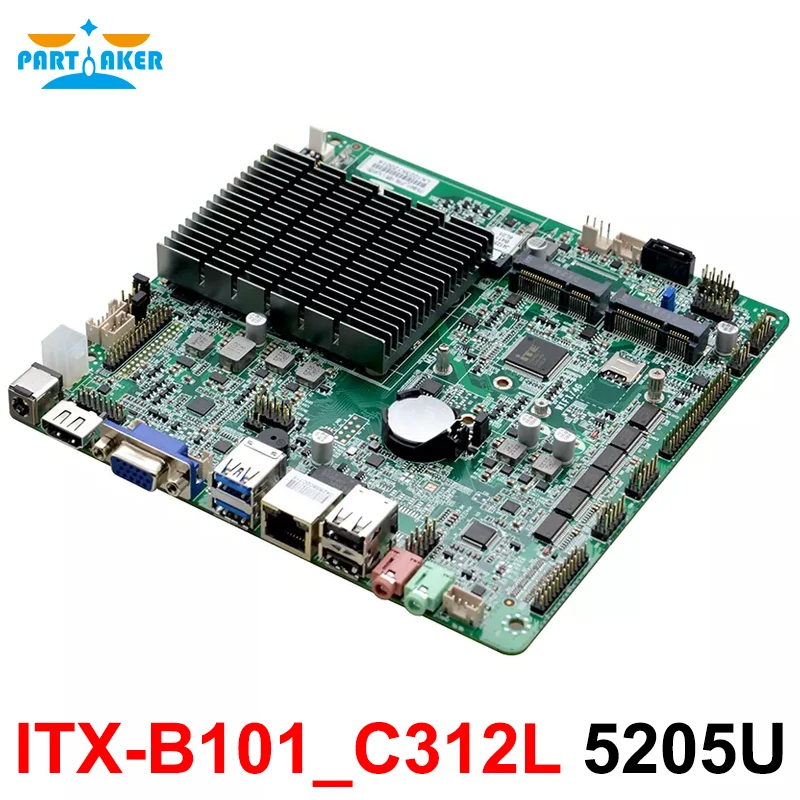 X86 DC 12V Lvds Mini Industrial Motherboard ITX-B101_C312L Celeron 5205U 4K Display Mini ITX Motherboard with 8 Usb