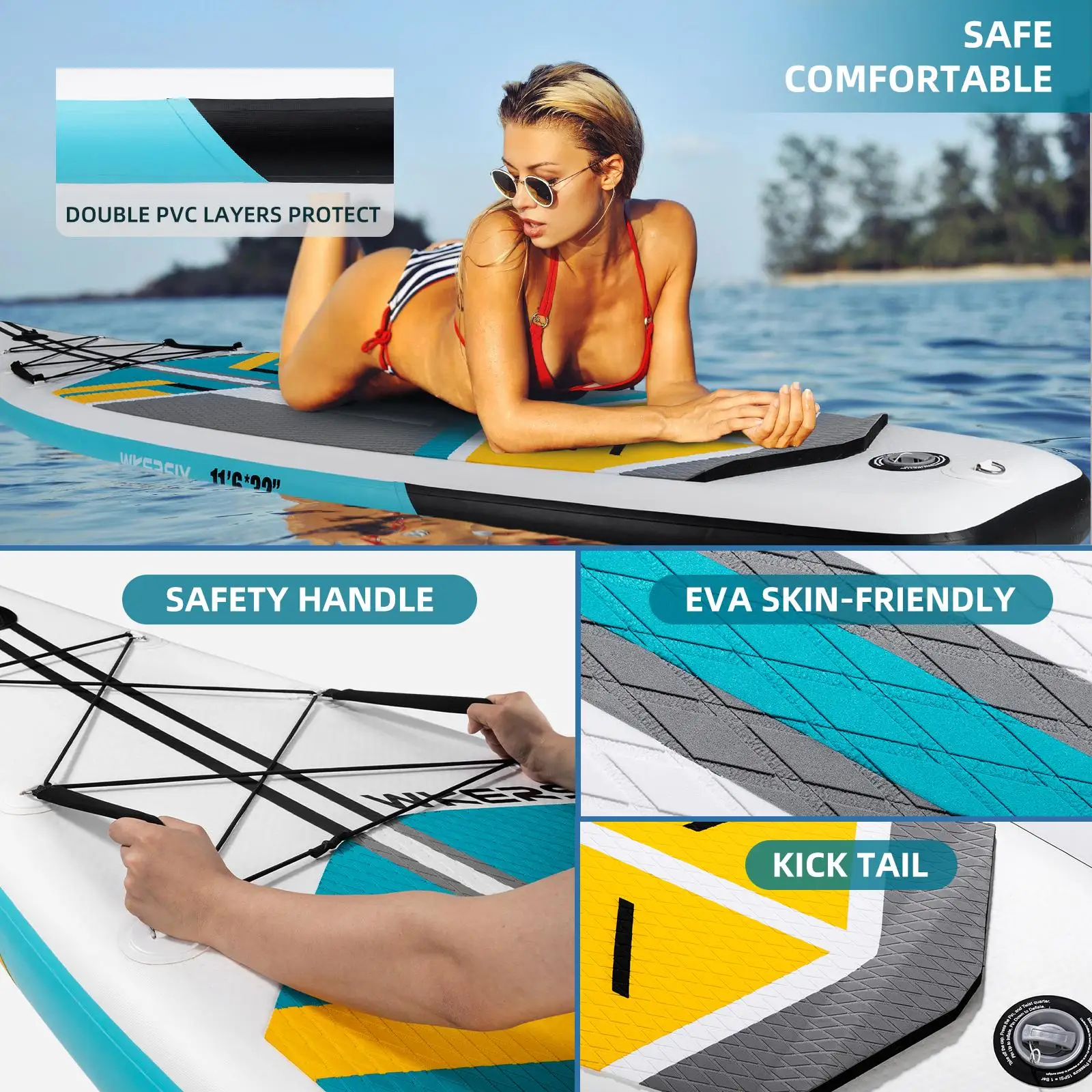 Inflatable vertical paddle board Surfboard Water Sports Kayak Surfing Set with Paddle Board Foot Rope Inflator and Backpack