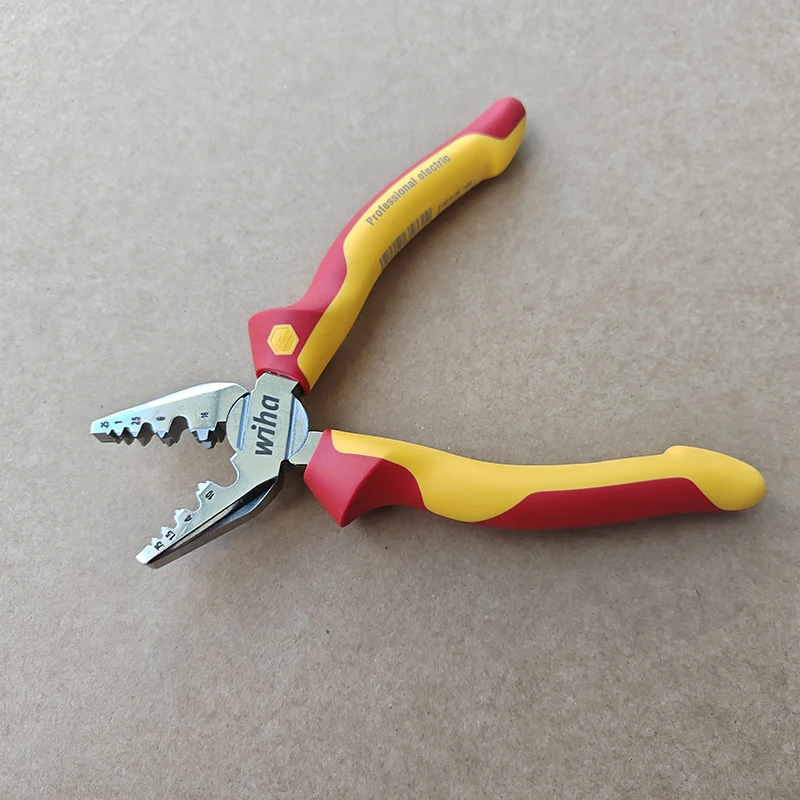 Wiha 35862 VDE Insulated Crimping Pliers 180mm Electric Ferrule Crimper for Wire End Sleeves 0.25‑16mm² 1000V AC Electrician