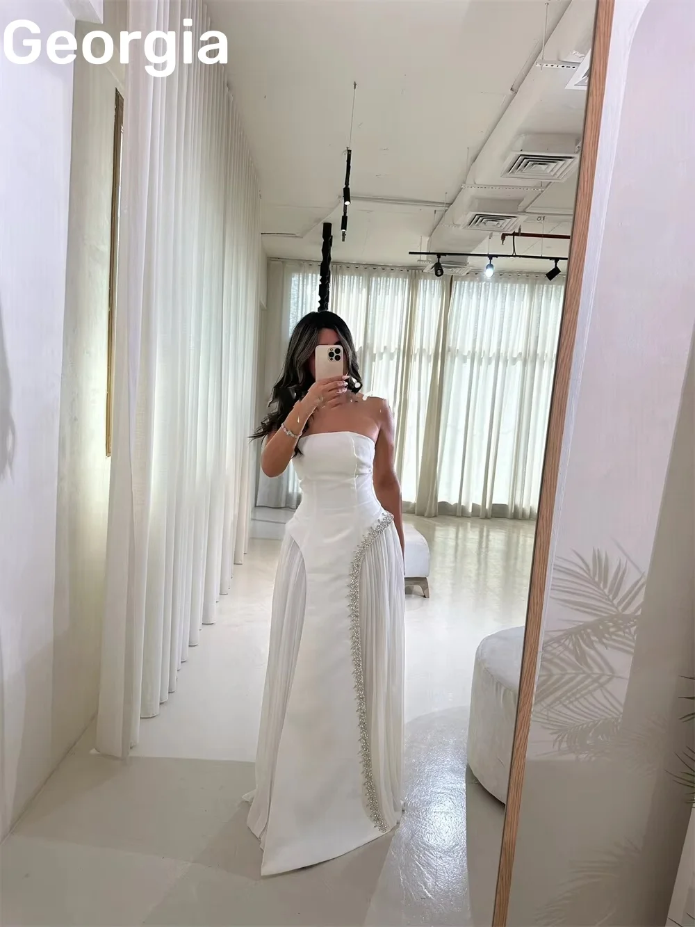 Vestidos de ocasião formal personalizar coluna sem alças até o chão beadings vestidos de noite de luxo com zíper sem mangas vestidos de