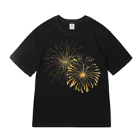 Summer Firework Print Pattern Pure Cotton Casual and Fashionable Harajuku Short-sleeved T-shirt