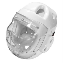 White WKF Professional Karate Helmet for Competition Taekwondo Head Guard With Face Mask Shield For Kids Adult No Logo Headgear