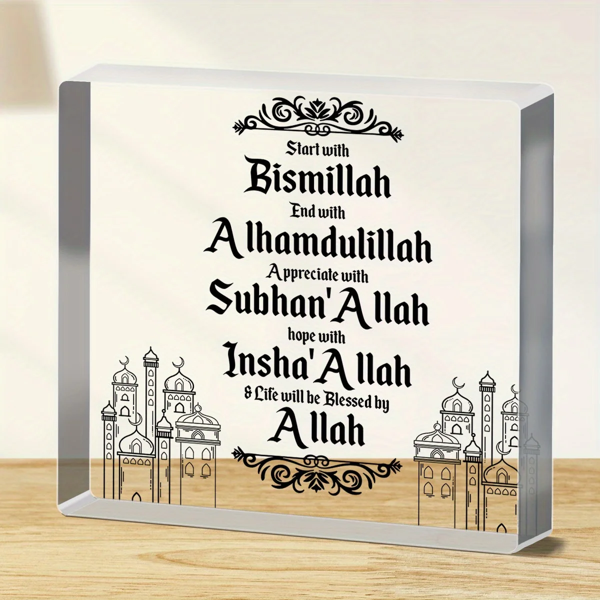 Islamic acrylic decoration for Eid al Fitr, Mubarak decoration for Allah's appreciation, Arab Ramadan decoration