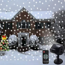 Christmas Snowfall Light Projector Dynamic Snow Projector Lights with Remote Outdoor Waterproof Landscape Snow Falling Spotlight