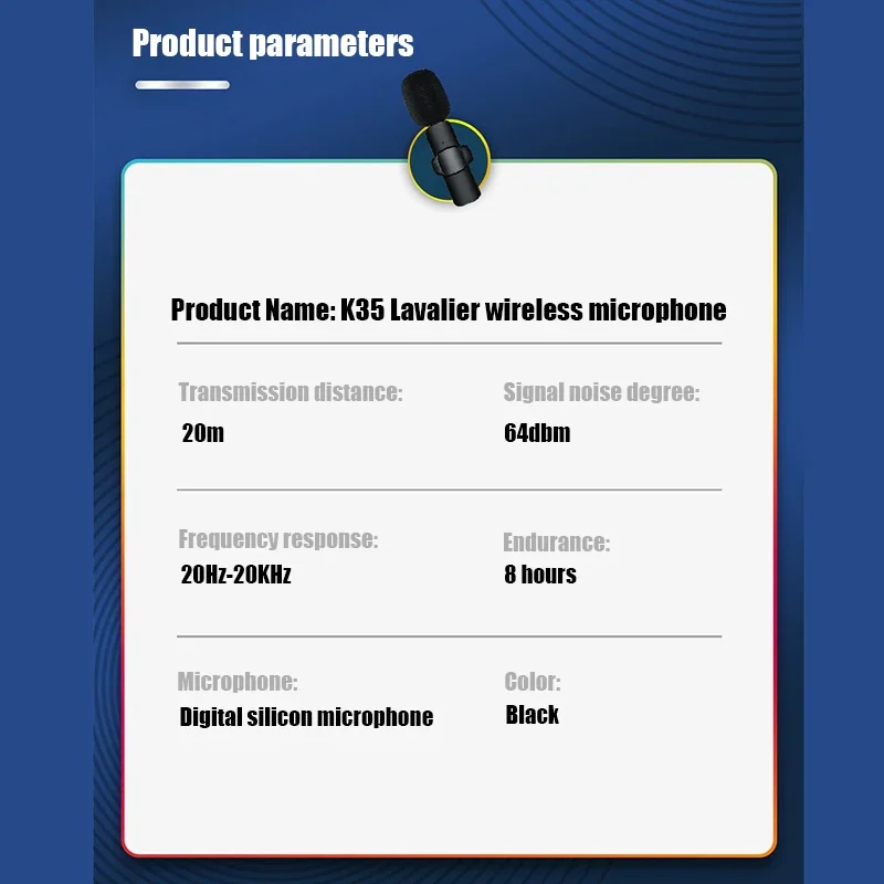 2023 무선 라발리에 라펠 소음 감소 마이크, 카메라 AUX 스피커용 K35 마이크, 라이브 방송 게임용 마이크, 3.5mm