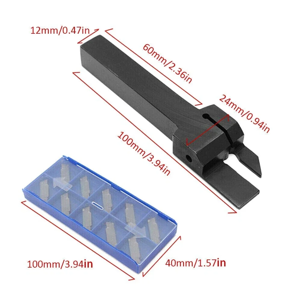 Lathe Cut-Off Grooving Parting Tool Holder with 10pcs MGMN300 Insert Blades And Wrench for Precision Metalworking