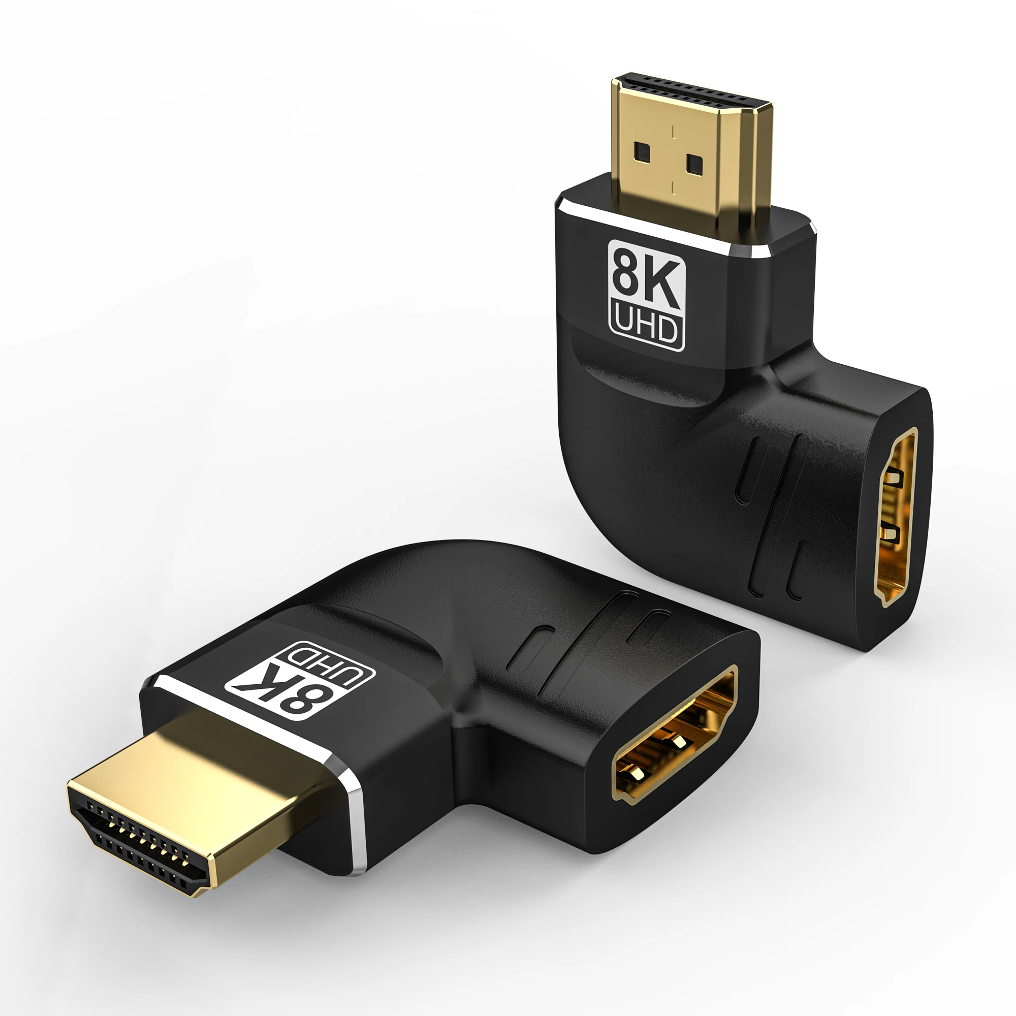 8K HDMI-kompatibler seitlich gebogener 90-Grad-Adapter, 90-Grad-Winkeladapter, 270-Grad-Adapter, HDMI-Stecker auf Buchse, Erweiterungsanschluss – Detail 1