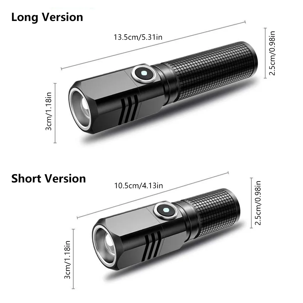 مصباح يدوي صغير للغاية XHP50 LED فائق السطوع مصباح USB قابل لإعادة الشحن مصباح صيد تكبير قوي 3 وضع إضاءة مصباح تخييم