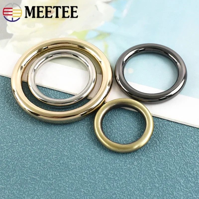 5/10P Meetee 15-50mm Metal O Ring Hook Circle Bag Strap Connection Loop Collor Shoes Clothes Loops Clasp Carabiner Clip Hardware