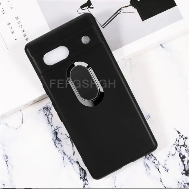 For Google Pixel 7a GWKK3 GHL1X G0DZQ G82U8 Back Ring Holder Bracket Phone Case Smartphone TPU Soft Silicone Cover