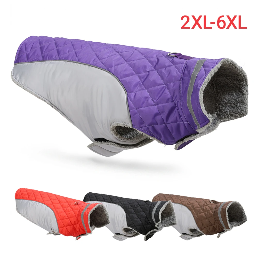 Wasserdichte Winter-Hundekleidung, Warme Fleece-Jacke mit D-Ring, Verstellbarer Reflektierender Mantel für Große Hunde wie Golden Retriever