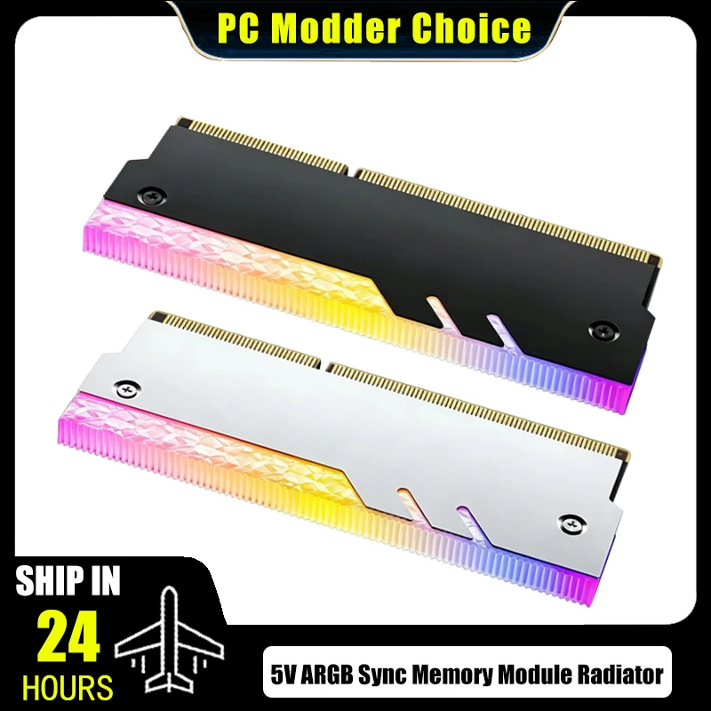 Radiador de Módulo de Memória DDR4 DDR5 5V ARGB para PC, Dissipador de Calor RAM com Borda Diamantada ARGB, Armadura de Resfriamento