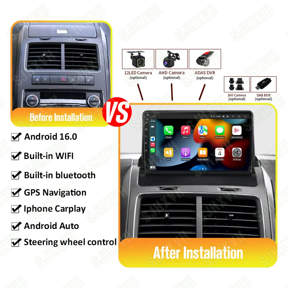 

9" Android Auto For DODGE Journey 2009 2010 2011 2012 Carplay Car Radio Multimedia Video Player WiFi GPS Navigation DSP Stereo