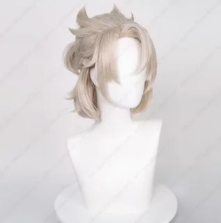 Albedo parrucca Cosplay 35cm capelli corti intrecciati in lino parrucche sintetiche resistenti al calore festa di Halloween