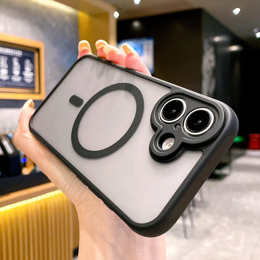حافظات هاتف مدرعة شفافة غير لامعة لهواتف iPhone 16E 16 15 14 13 11 12 16 Pro Max Plus Magsafe غطاء صلب للشحن اللاسلكي