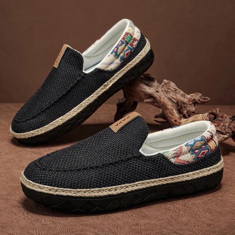 

Summer Denim Canvas Men Breathable Casual Shoes Outdoor Non-Slip Sneakers Comfortable Driving Shoes Men's Loafers Big Size 39-45