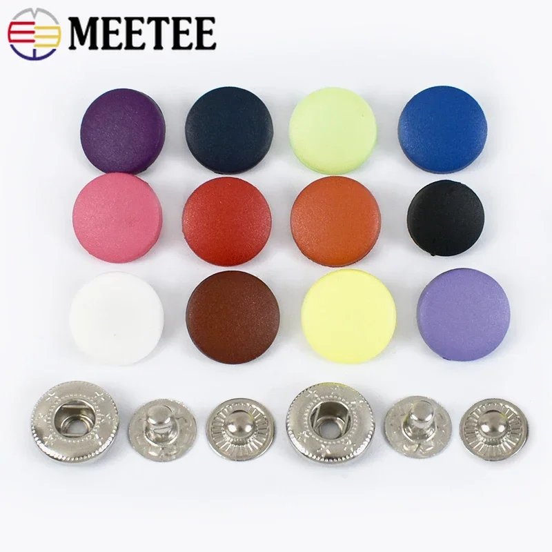 Meetee 50set 12/15/18/20/23mm Plastikowe zatrzaski Okrągły niewidoczny przycisk zatrzaskowy do jednolitej DIY Klamra do szycia odzieży