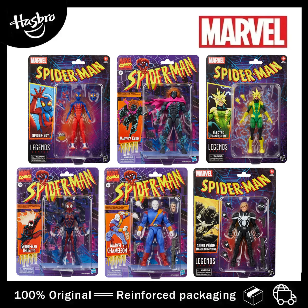 在庫ありハスブロマーベルレジェンドスパイダーマンアンリミテッド-カメレオン-エージェントヴェノム-エレクトロ-カインアクションフィギュア玩具オリジナルモデルギフト