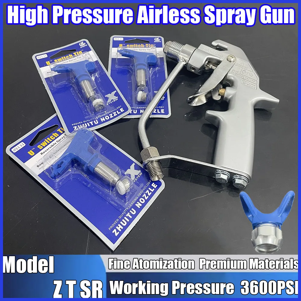 

New High-Pressure Airless Spray Gun, Equipped With 517 Nozzle, Working Pressure 3600PSI, 1/4BSP, Suitable For Spraying Machines