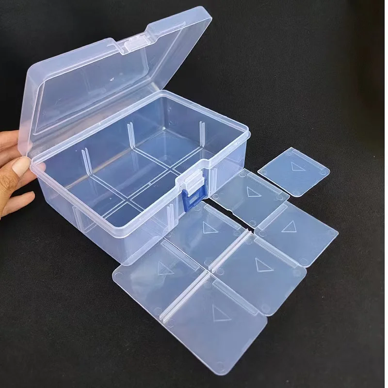 Transparent jewelry display jewelry box/thickened detachable 6-grid DIY bead accessory divider box with large capacity