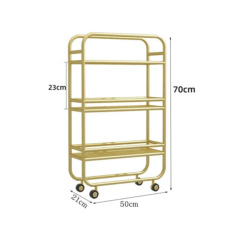 Nordic Iron Bathroom Storage Shelf, 2-3 Layer Floor Stand Organizer, Living Room Kitchen Metal Rack with Wheels 118