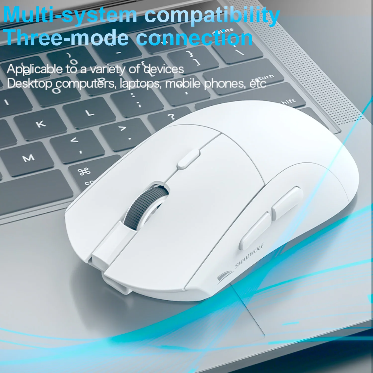SMAILWOLF Mouse da gioco e-sport wireless Bluetooth RS7 a tre modalità Mouse da ufficio da gioco PAW3311 regolabile a sei velocità 2000 DPI