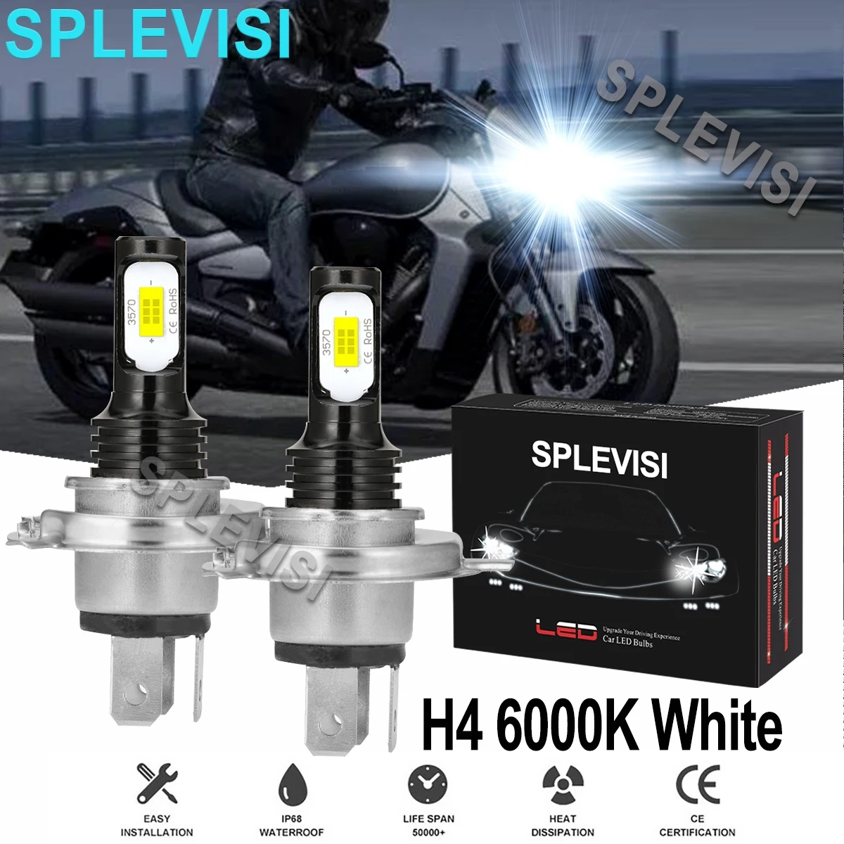 

2x 70W white LED motorcycle headlight For Suzuki M109 Boulevard 2003 2004 2005 2006 2007 2008 2009 2010 2011 2012 2013-2021