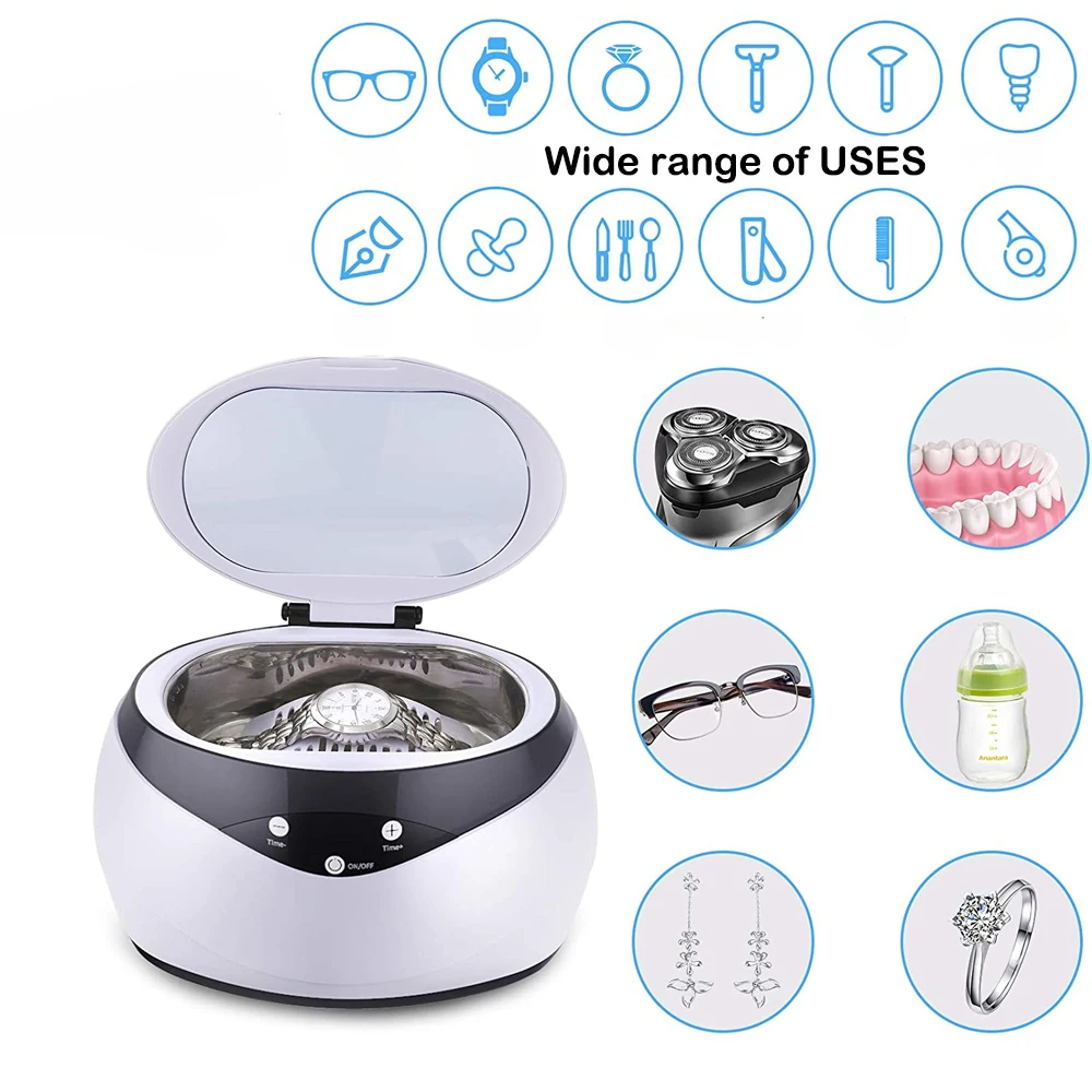 Household Ultrasonic Cleaner 40KHz High Frequency 650ML Ultrasound Washing for Watches Jewelry Glasses Razor Ultrasound Sonic