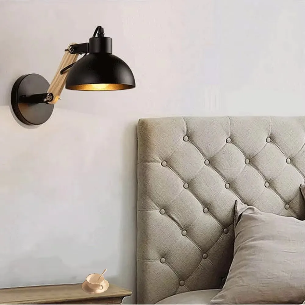 Nordic Robotic Arm Style Wall Lamp Iron Material Wood Bracket Adjustable Desk Sconce Light E27 Bulb Hotel Decoration LED Lustres view 2