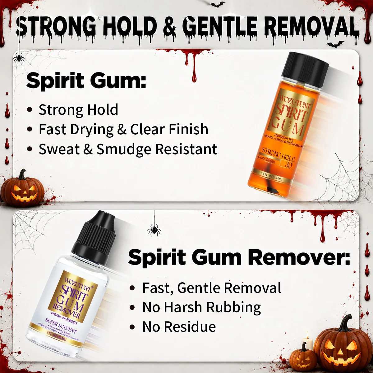 Spirit Gum Gentle Remover Liquid with Realistic Prosthetic Nose Chin for Playing Witch's Halloween Makeup Cosplay Costume Party