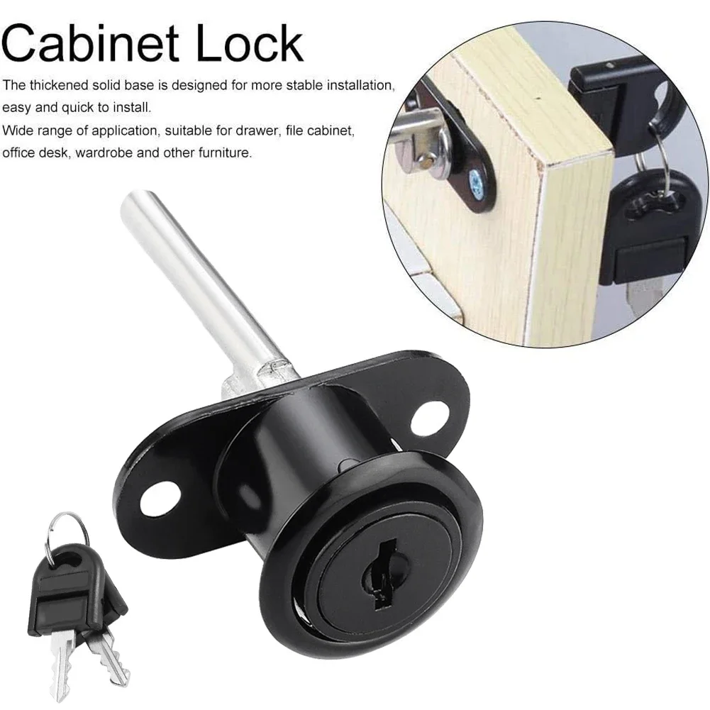 For Furnitures Cam Lock With 2pcs Keys Bookcase For Cabinet Multi-layer Black Comfortable Plating Color Zinc Alloy