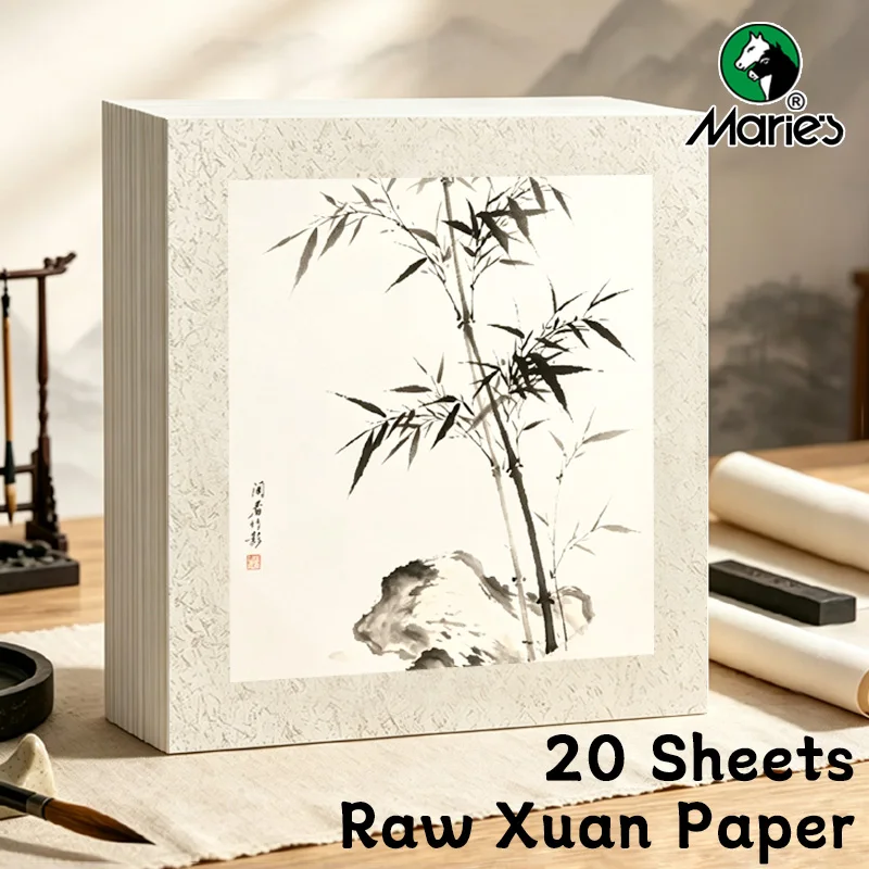 Marie's 20 Sheets Rice Paper, Soft Square Xuan Paper 13x13 inch, Sheng (Raw) Xuan Paper for Artists and Adults