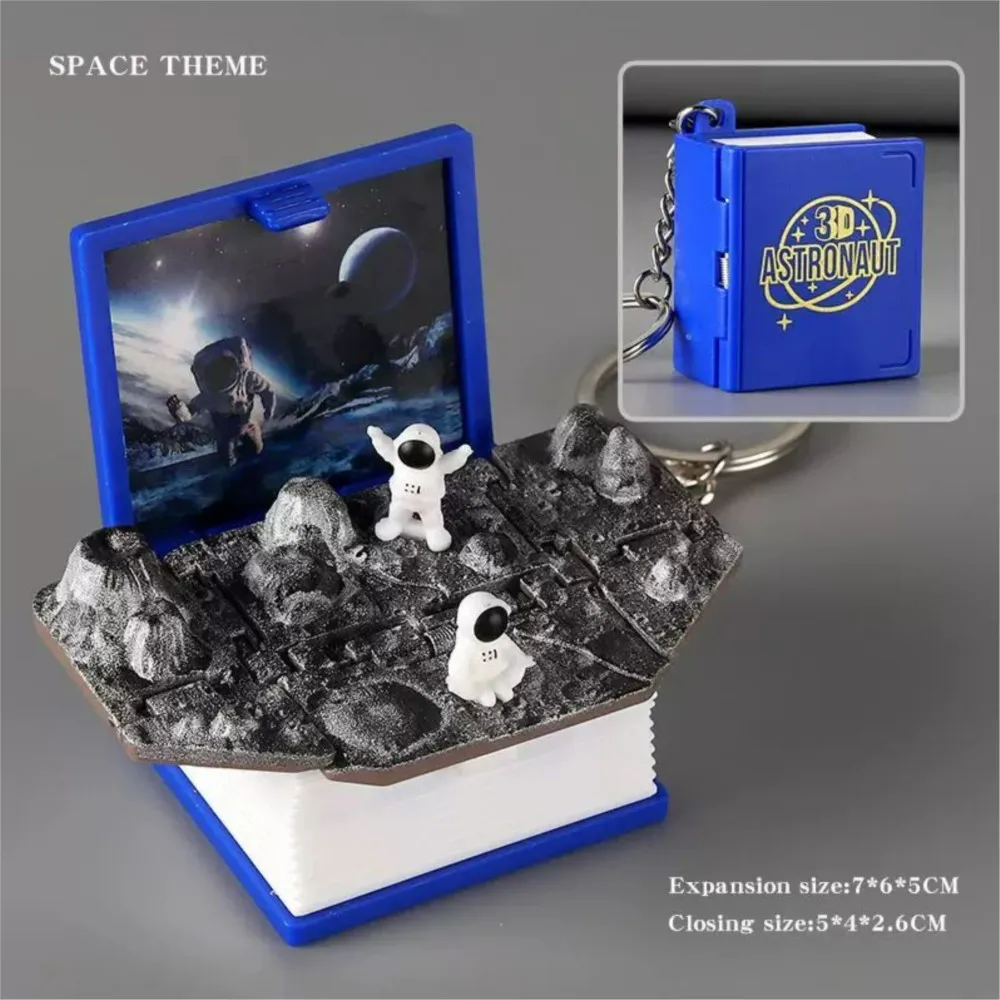 1 PCS 3D Folding Pop-Up Books Space Universe Astronaut Lunar Landing Program On The Moon Moonfall Book Keychains Cosmonaut Toys