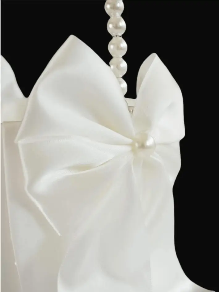 1pc Wedding Flower Girl Basket With Pearl Handle For Wedding Bridal Party Valentine's Day Romantic Night Proposal Decoration image 3
