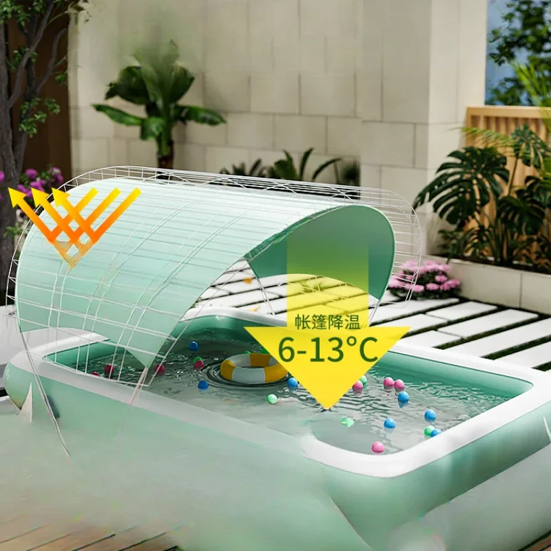 Inflatable swimming pool, children's home children baby family thickened adult outdoor large pool with slide baby