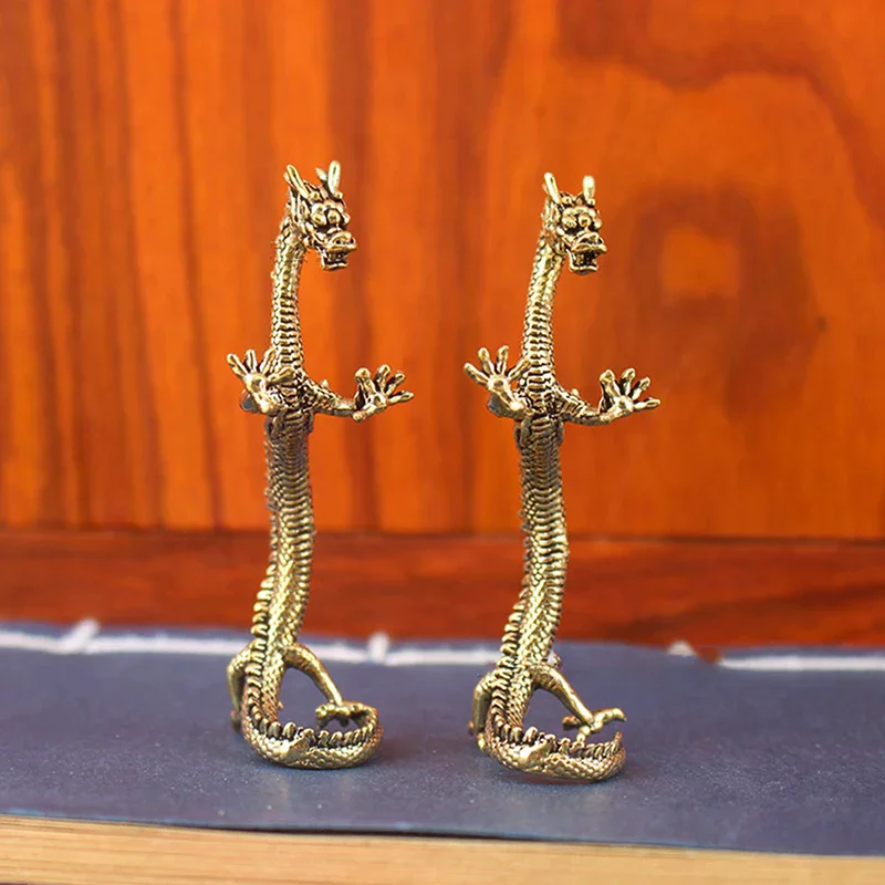Pure Brass Loong Crafts Ornaments Zodiac Dragon Statue Standing Dragon Decoration Home Decorations