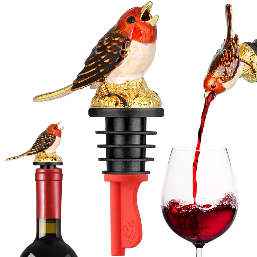 

Colorful Bird 2-in-1 Zinc Alloy Wine Pourer Bottle Stopper Wine Pour Spout Stopper Club Bar Accessories